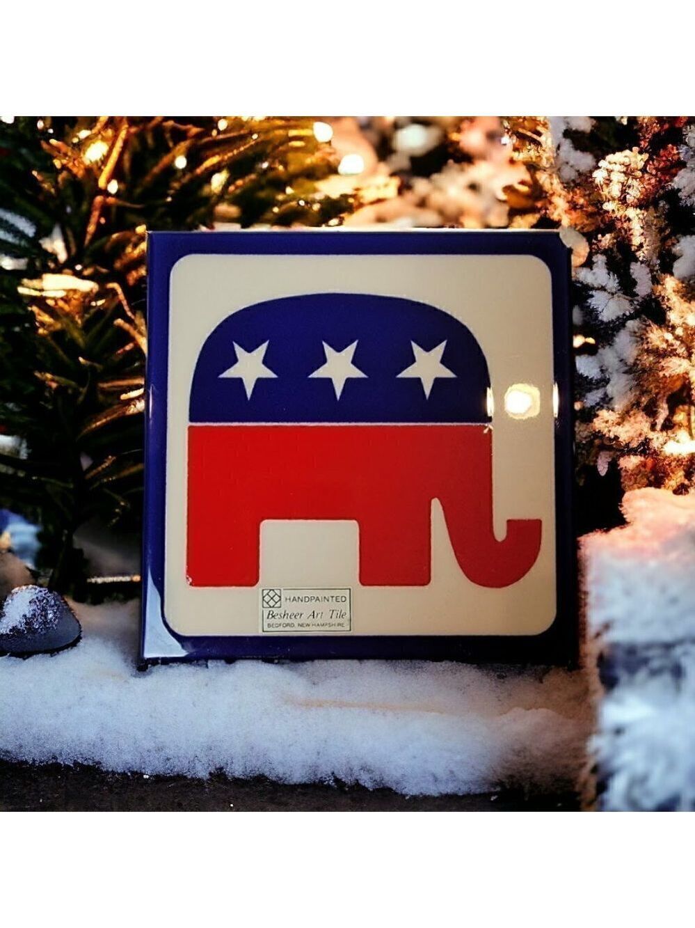 REPUBLICAN ELEPHANT TILE - BESHEER ART TILE - Choose your side, Show your Pride